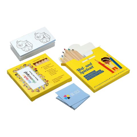 Buntstift Memo-Set, inklusive Rundumdruck, Mal- und Spieleset ohne Werbeanbringung