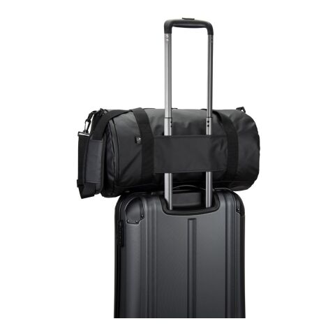 OSASCO SPORT. Sporttasche im Zylinder-Format aus hochdichtem, recyceltem 600D-Polyester mit Seitenfach für Schuhe schwarz | ohne Werbeanbringung | Nicht verfügbar | Nicht verfügbar | Nicht verfügbar