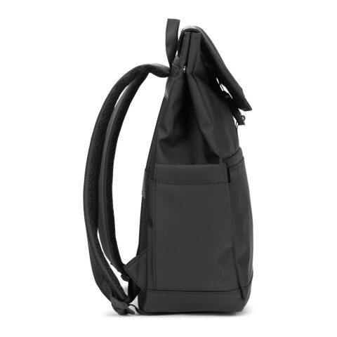 AZORES BAG. Laptop-Rucksack (16") aus PU, mit Klappe, die alle Fächer abdeckt schwarz