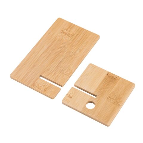 GALEN. Handyhalter aus Bambus, in zwei Teile zerlegbar Beige | ohne Werbeanbringung