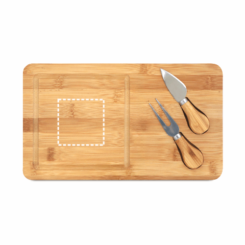 WOODS. Käsebrett aus Bambus mit 2 Utensilien aus Edelstahl Natur | ohne Werbeanbringung | Nicht verfügbar | Nicht verfügbar | Nicht verfügbar