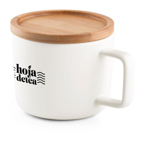 FANGIO. Tasse aus Keramik 220ml mit Deckel aus Bambus, der als Untersetzer dient Schwarz | ohne Werbeanbringung | Nicht verfügbar | Nicht verfügbar | Nicht verfügbar