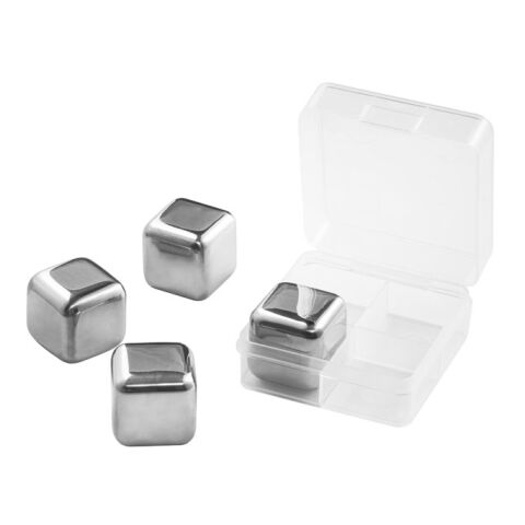 GLACIER. Set mit wiederverwendbaren Würfeln aus rostfreiem Stahl Silber | ohne Werbeanbringung
