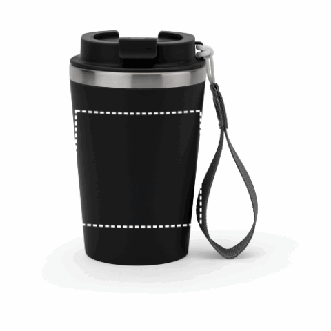 SPITZ. Reisebecher aus Edelstahl (90 % recycelt) und Außenwand aus PP mit matter Oberfläche 440 ml Schwarz | ohne Werbeanbringung | Nicht verfügbar | Nicht verfügbar | Nicht verfügbar