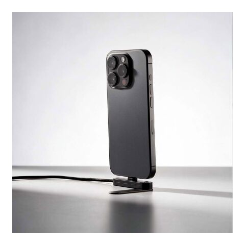 Edison Ladekabel recy. PVC, 1 m, USB-C, 60 W, Smartphone-Ständer Schwarz