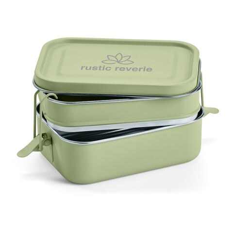 Tintoretto Lunchbox recy.Edelstahl, 1240 ml. Mit seitliche Verschlussklammern Mattgrün | ohne Werbeanbringung | Nicht verfügbar | Nicht verfügbar | Nicht verfügbar