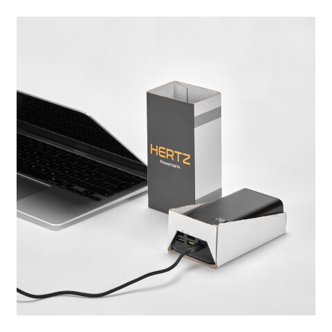Hertz Powerbank aus rABS mit 30000 mAh. LED-Anzeige. Lädt auch Laptops Schwarz | ohne Werbeanbringung | Nicht verfügbar | Nicht verfügbar | Nicht verfügbar