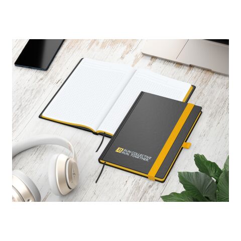 Notizbuch Hardcover Color-Book Ausstattung farbig Gelb | ohne Werbeanbringung | Winkelkaro | Siebdruck-Digital inkl.