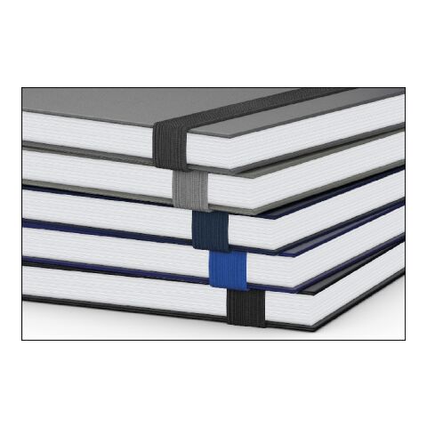 Notizbuch Visco-Book Buchleinen-Hardcover farbig A5 Dunkelblau | DIN A5 | ohne Werbeanbringung | Silberprägung inkl. | Cremefarben/Punktraster