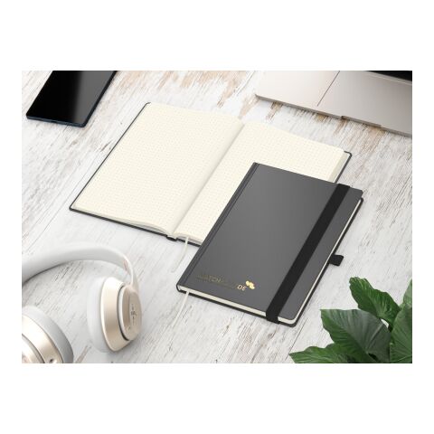 Notizbuch Vision-Book Kunstleder-Hardcover matt-farbig Anthrazit | DIN A5 | ohne Werbeanbringung | Cremefarben/Punktraster | Goldprägung inkl.