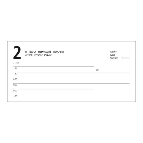 Tageskalender Advance Mo.–So. je 1 Seite Kunstleder-Hardcover marineblau | Kupferprägung inkl.