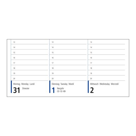 Tisch-Querkalender Compact 1 Woche = 2 Seiten 8–20 Uhr 304 × 135 mm | ohne Werbeanbringung | ohne Werbeanbringung