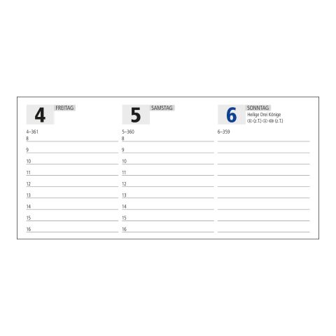 Tisch-Querkalender Master 1 Woche = 2 Seiten 8–21 Uhr 310 × 135 mm | ohne Werbeanbringung | Nicht verfügbar | Nicht verfügbar | Papier-Hardcover matt