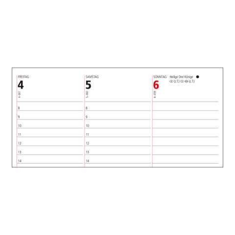 Tisch-Querkalender Signal 1 Woche = 1 Seite 8–20 Uhr 304 × 135 mm | ohne Werbeanbringung | ohne Werbeanbringung