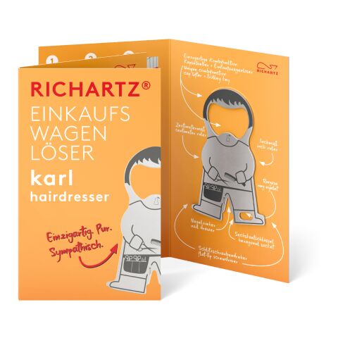 RICHARTZ® Einkaufswagenlöser Karl Hairdresser silber | ohne Werbeanbringung | ohne Werbeanbringung | ohne Werbeanbringung