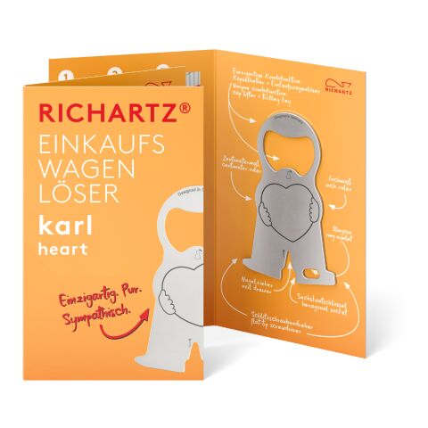 RICHARTZ® Einkaufswagenlöser Karl Heart silber | ohne Werbeanbringung | ohne Werbeanbringung | ohne Werbeanbringung