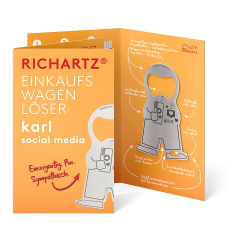 RICHARTZ® Einkaufswagenlöser Karl Socialmedia silber | ohne Werbeanbringung | ohne Werbeanbringung | ohne Werbeanbringung