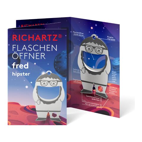 RICHARTZ® Flaschenöffner Fred Hipster silber | ohne Werbeanbringung | ohne Werbeanbringung | ohne Werbeanbringung