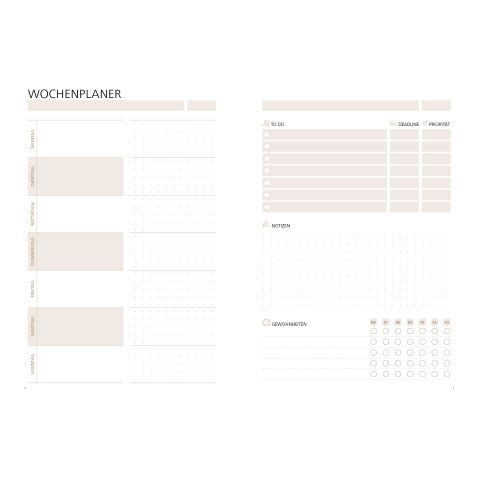 Wochenplaner Softcover orgaLine Flexweek To-dos Notizen Habit-Tracker DIN A5 | ohne Werbeanbringung