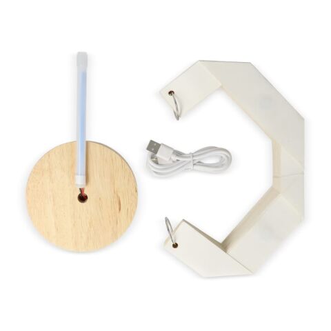 Coollux faltbare, von Origami inspirierte Papier-LED-Lampe Luna 25cm Natur | Gravur | Sockel der Lampe | 80 mm x 15 mm