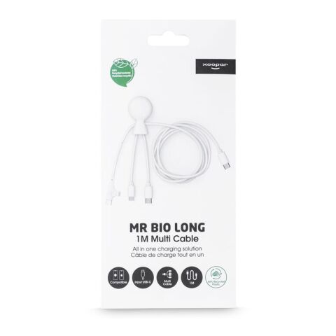 Xoopar Mr. Bio Long Multi-Kabel USB-C 1 Meter Weiss | 1-farbiger Tampondruck | Seite 1 | Ø 23 mm