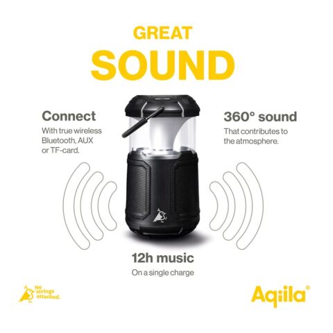 Aqiila Soundbird B10 Bluetooth-Lautsprecher mit Beleuchtung und Powerbank Schwarz