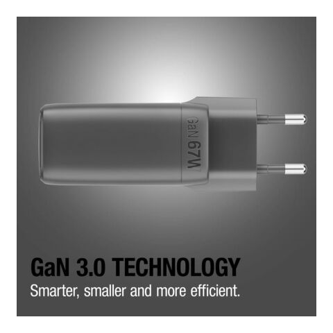 Fresh 'n Rebel 67W Laptop-Ladegerät GaN USB-C und USB-A Dunkelgrau | ohne Werbeanbringung | Nicht verfügbar | Nicht verfügbar