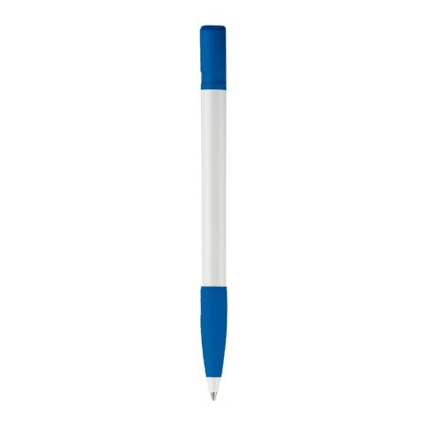 Kugelschreiber Nash Hardcolour mit Gummigriff Weiss-Königsblau | 1-farbiger Tampondruck | Clip | 30 mm x 5 mm | Nicht verfügbar
