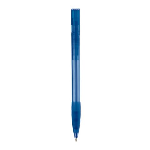 Kugelschreiber Nash Transparent mit Gummigriff Blau Weiss-Blau Weiss