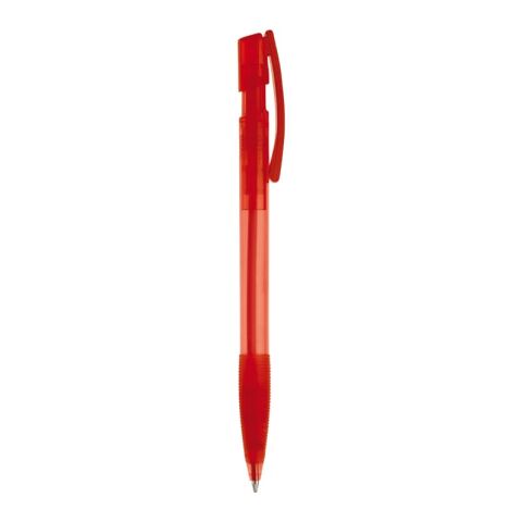 Kugelschreiber Nash Transparent mit Gummigriff Rot Weiß-Rot Weiß | 1-farbiger Siebdruck | 180° vom Clip | 33 mm x 25 mm | Nicht verfügbar
