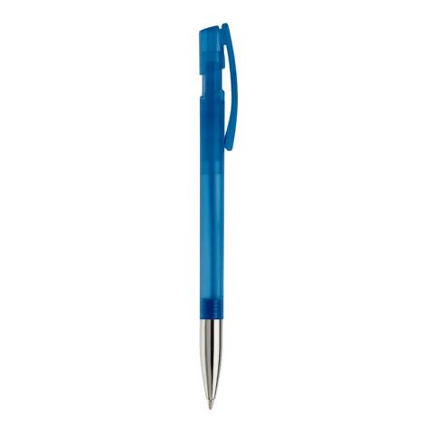 Kugelschreiber Nash Transparent mit Metallspitze Blau Weiss-Blau Weiss | 1-farbiger Siebdruck | 90° vom Clip | 42 mm x 25 mm | Nicht verfügbar