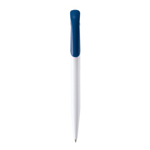 Kugelschreiber Modell Atlas Hardcolour Weiss-Königsblau | 1-farbiger Siebdruck | 90° vom Clip | 50 mm x 25 mm | Nicht verfügbar