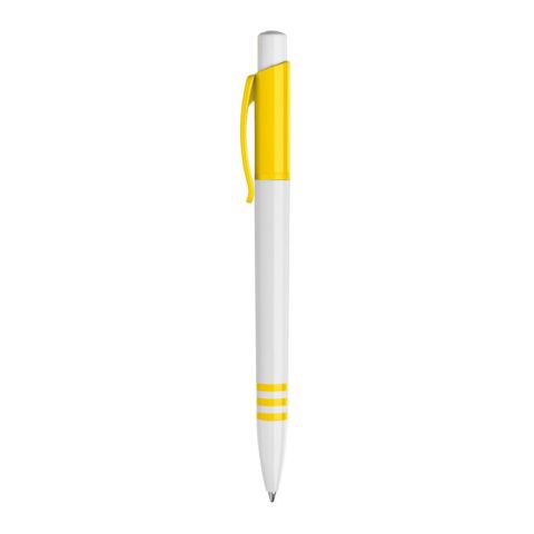 Kugelschreiber Tropic hardcolour Weiss-Gelb | 1-farbiger Siebdruck | 270° vom Clip | 40 mm x 25 mm | Nicht verfügbar