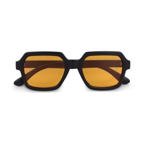 Lars Sonnenbrille UV400 Schwarz-Orange | 1-farbiger Tampondruck | 1 cm vom rechten Scharnier | 50 mm x 5 mm