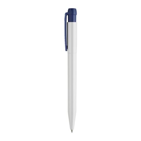 Kugelschreiber Pier hardcolour Weiss-Dunkelblau | 1-farbiger Siebdruck | 180° vom Clip | 45 mm x 25 mm | Nicht verfügbar