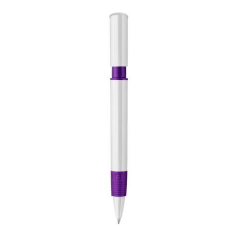 Kugelschreiber S40 Grip hardcolour Weiss-Transparent Violett | 1-farbiger Tampondruck | 270° vom Clip | 40 mm x 8 mm | Nicht verfügbar