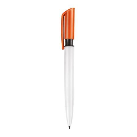 Kugelschreiber S40 Colour hardcolour Weiss-Orange | 1-farbiger Tampondruck | in Verlängerung vom Clip | 40 mm x 8 mm | Nicht verfügbar