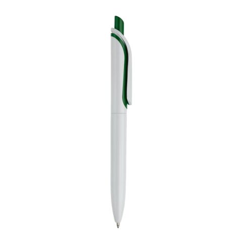 Kugelschreiber Modell Click Shadow - Hergestellt in Deutschland Weiss-Dunkelgrün | 1-farbiger Siebdruck | 270° vom Clip | 40 mm x 25 mm | Nicht verfügbar