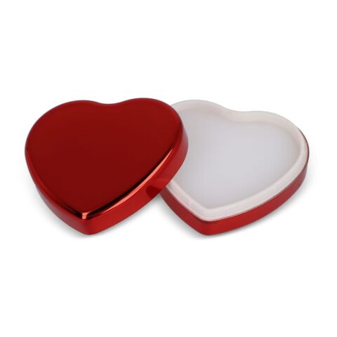 Lippenbalsam in Flacher metallischer Herzformdose rot | ohne Werbeanbringung | Nicht verfügbar | Nicht verfügbar