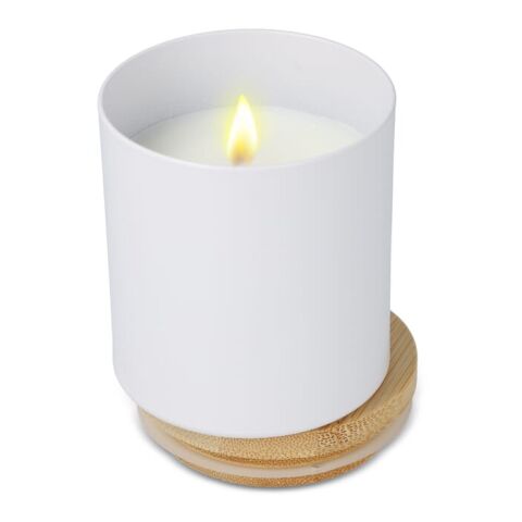 Bhakti-Duftkerze auf pflanzlicher Basis in recyceltem Aluminiumgefäß Weiss | ohne Werbeanbringung | Nicht verfügbar | Nicht verfügbar