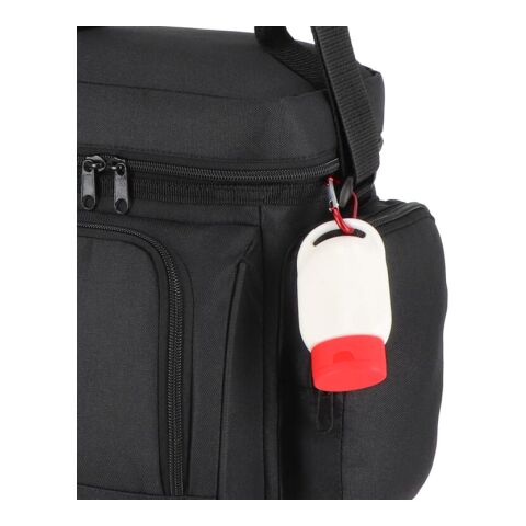 Sonnenschutzlotion mit Karabiner SPF30 aus recyceltem Material Rot Weiß | ohne Werbeanbringung | Nicht verfügbar | Nicht verfügbar