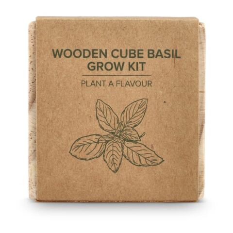 FSC-Holzpflanzgefäß-Set – Basilikum Natur | ohne Werbeanbringung | Nicht verfügbar | Nicht verfügbar