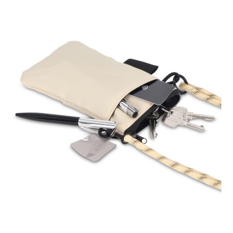 Crossbody Beutel mit Paracord Gurt Beige | Digital Transferdruck | Fach | 50 mm x 70 mm