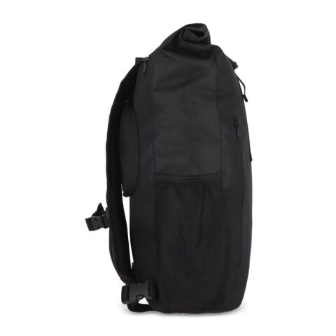R-PET 600D Rolltop Fahrrad-Rucksack 20L Schwarz | Digitaler Aufkleber | Vorderseite | 120 mm x 170 mm