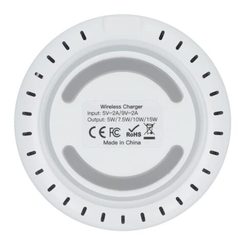 Kabelloses Schnellladegerät 15W mit LED-Anzeige Weiss | ohne Werbeanbringung | Nicht verfügbar | Nicht verfügbar