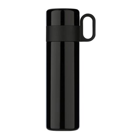 Isolierflasche mit Becher 500ml Schwarz | 1-farbiger UV-Druck | links vom Henkel | 60 mm x 50 mm | Nicht verfügbar