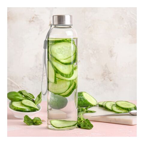 Trinkflasche aus Glas 500ml Transparent | 1-farbiger Tampondruck | Kappe | Ø 30 mm | Nicht verfügbar