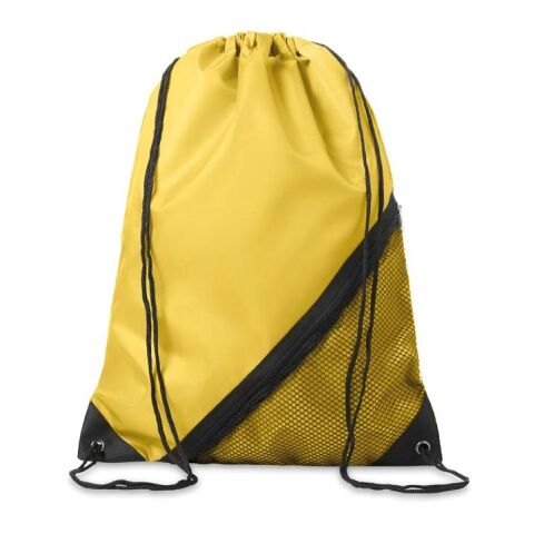 RPET-Kordelzugbeutel mit Reißverschluss und Netztasche Sublimation