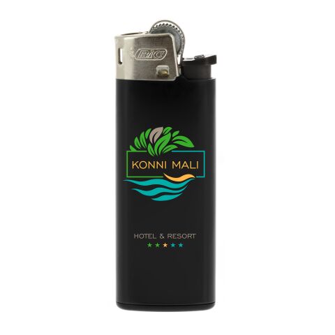 BIC® J25 Standard Feuerzeug Schwarz-Schwarz-Schwarz-hellgrau | 1-farbiger Siebdruck | Körper-Vorderseite(Rad rechts) | 16.00 mm x 40.00 mm