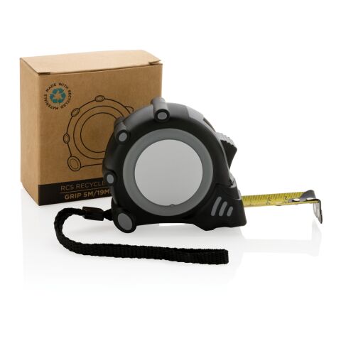 Grip 5m/19mm Maßband aus RCS recyceltem Kunststoff grau-schwarz | ohne Werbeanbringung | Nicht verfügbar | Nicht verfügbar